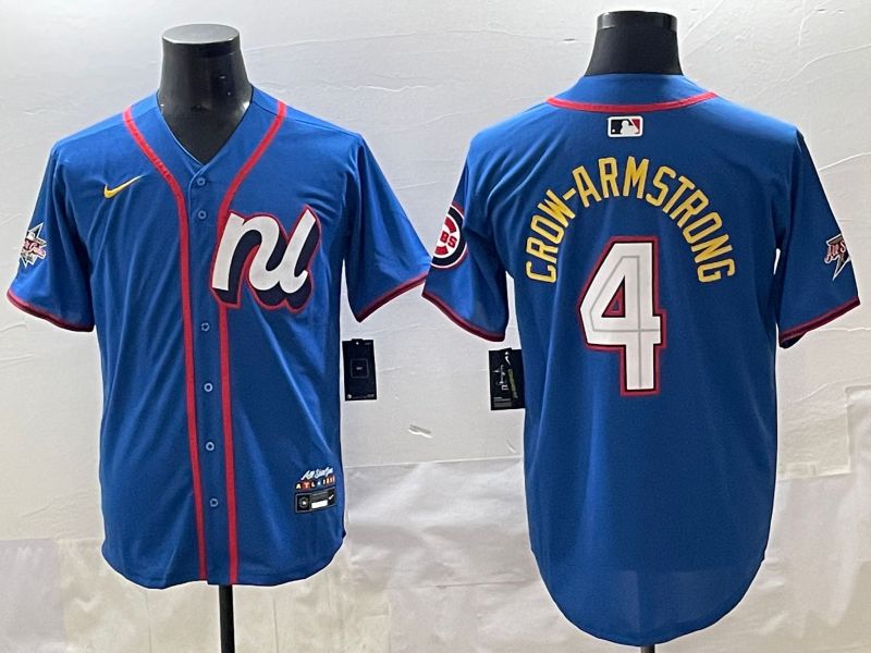 Men 2025 Chicago Cubs #4 Crow-Armstrong Blue All star Blank Blue Nike MLB Jersey style 1->ncaa teams->NCAA Jersey